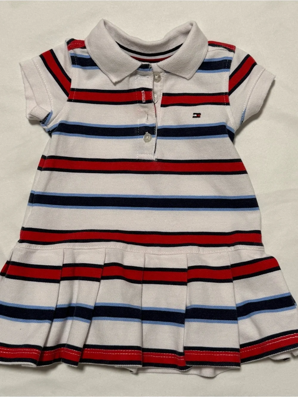 Tommy Hilfiger White Polo Dress with Red & Navy Stripes